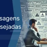 Profissional frustrado com mensagens indesejadas na caixa de entrada do e-mail.